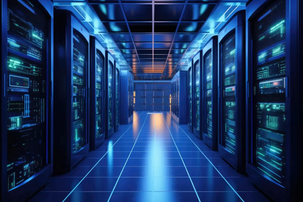 Diversos servidores de data center representando o colocation
